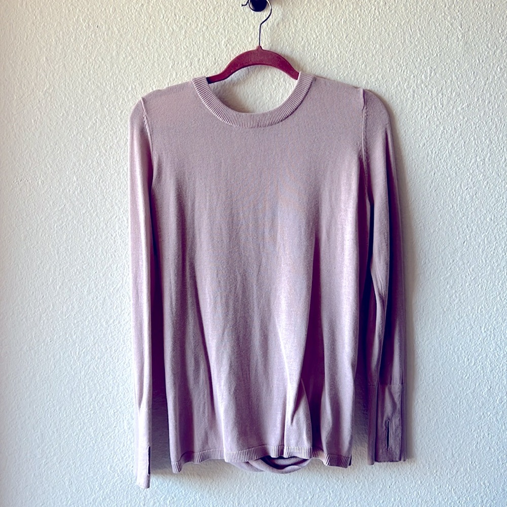 Lulu lemon light pink long sleeve open back sweater SzM